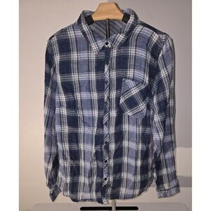 Maurices Women's Blue White Plaid Shirt XL‎ -Item#96